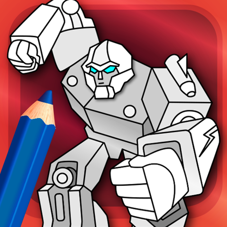 Let's learn to glitter Robot drawing and coloring for kids