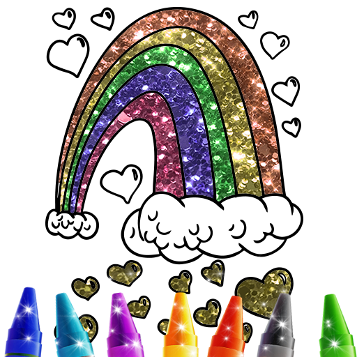 Glitter Rainbow Coloring Book Cute coloring book for kids,Great Gift