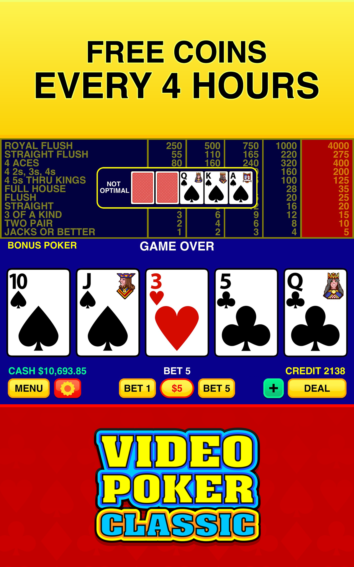 Ten Play Poker - Free 10 Play Video Poker