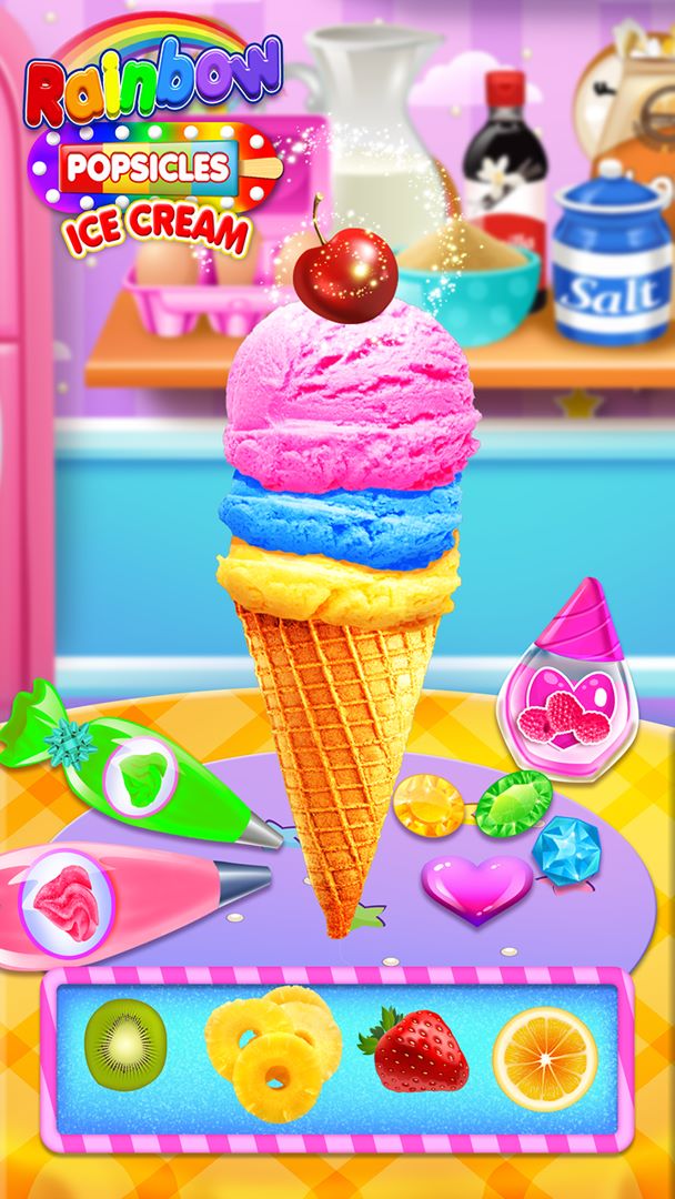 Rainbow Ice Cream Yum - Kids Frozen Summer Desserts & Glitter  Popsicles::Appstore for Android