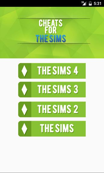 Cheat Codes For The Sims::Appstore for Android