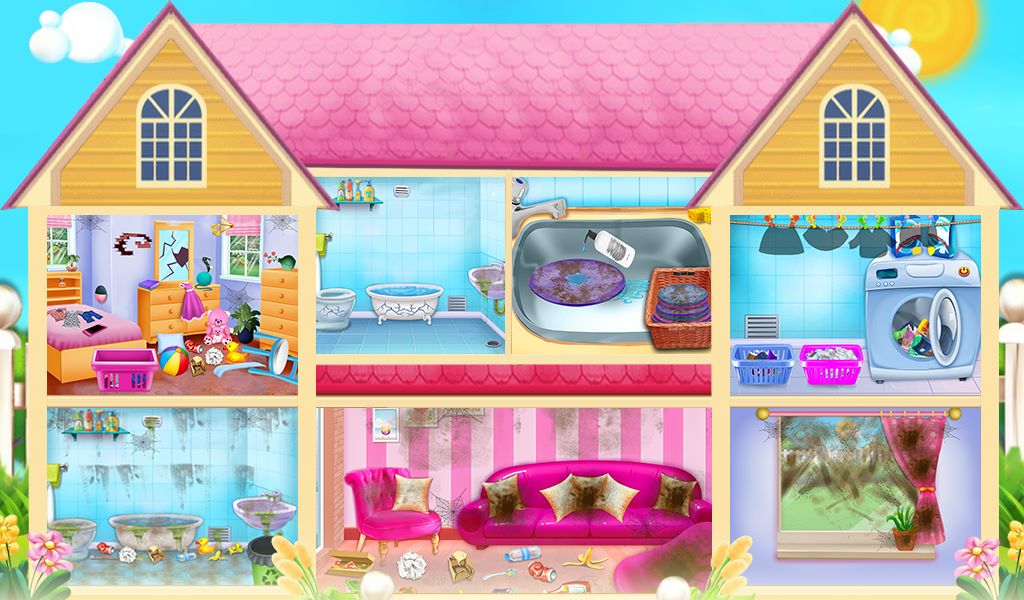 Barbie house on sale cleaning games