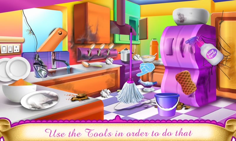 Barbie kitchen cleaning best sale games