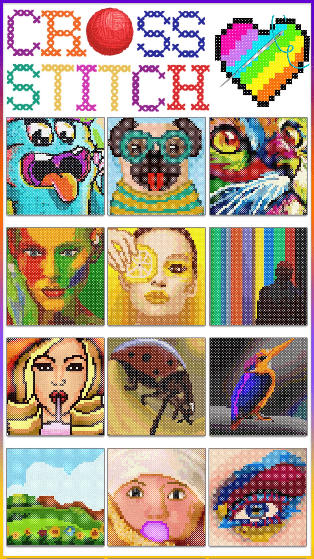 Cross Stitch - Paint by Number , Pixel Art , Sandbox Coloring